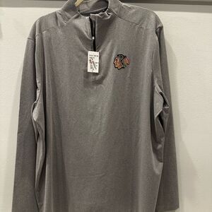 Chicago Blackhawks Gray Quarter-Zip Pullover with Embroidered Logo